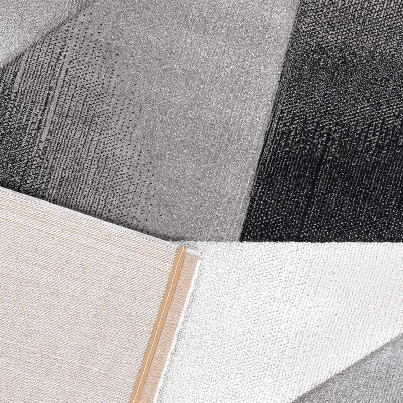 Teppich Modern Geometrische Muster Kurzflorig Grau Schwarz Weiß Meliert