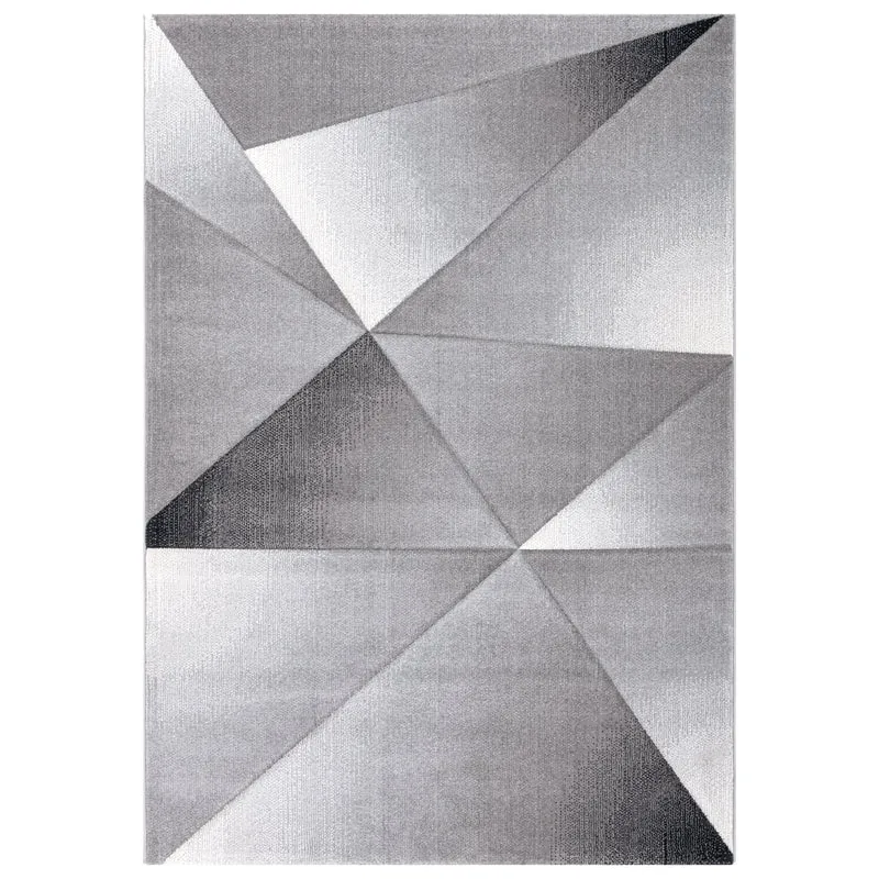 Designer Teppich Modern Geometrische Muster Kurzflorig Grau Schwarz Weiß Meliert