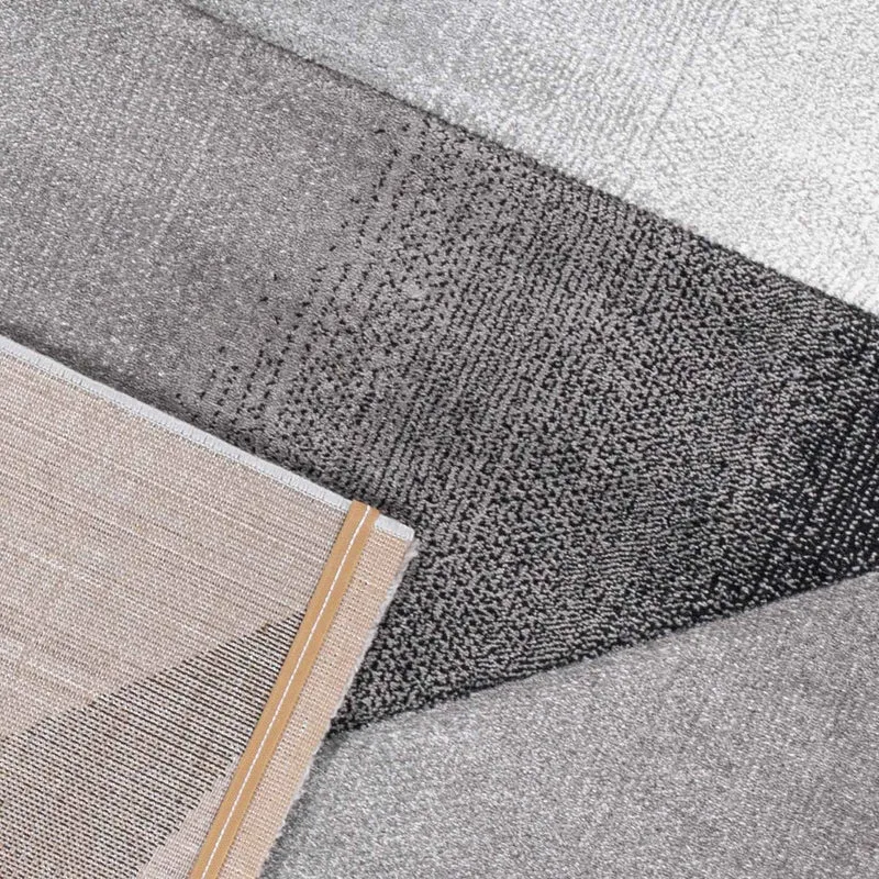 Designer Teppich Modern Geometrische Muster Kurzflorig Grau Schwarz Weiß Meliert