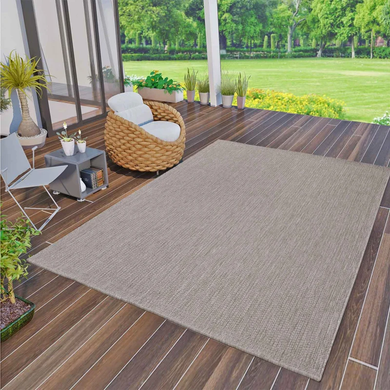 In- und Outdoor Teppiche Flachgewebe Terrassen Natur Look In Grau & Beige