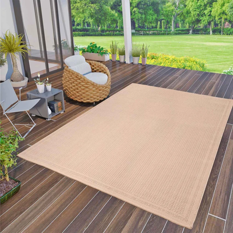 In- und Outdoor Teppiche Flachgewebe Terrassen Natur Look In Grau & Beige