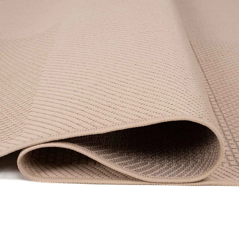 Robuster In- und Outdoor Flachgewebe Terrassen Teppich Natur Look In Beige