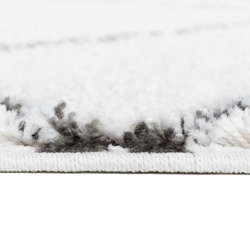 Hochflor Shaggy Teppich Rauten Muster Design Wohnzimmer Creme Grau Anthrazit
