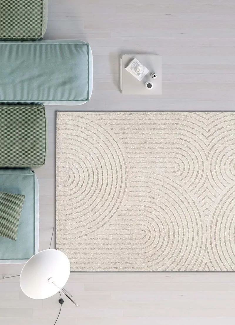 Alfombra estilo escandinavo con relieve Lina 59602 Blanco 240X340cm