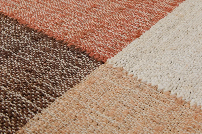 160x230 Teppich Wohnzimmer Naturjute mit Farbblock – Grafisches Statement in Erdtönen