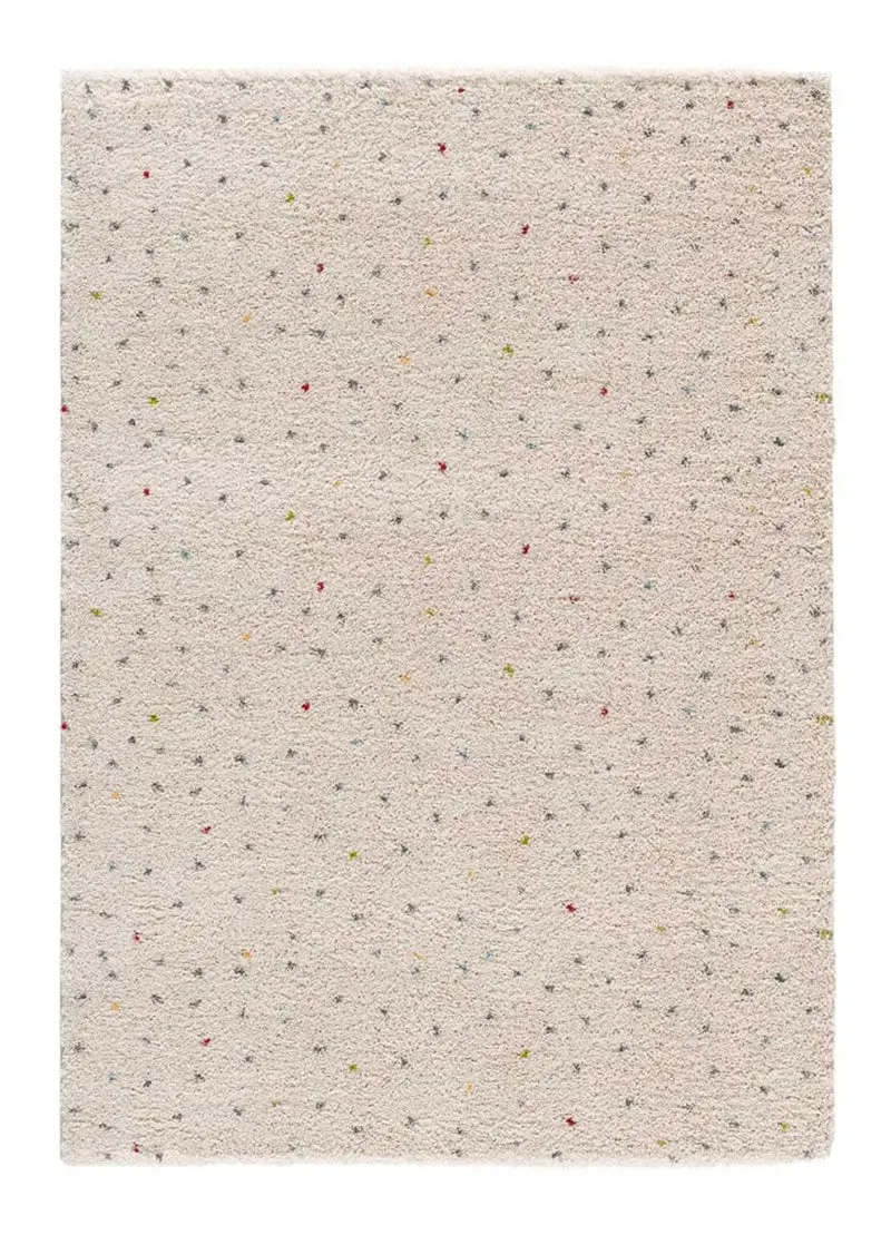 Alfombra shaggy crema con puntos multicolor Lush Dottie