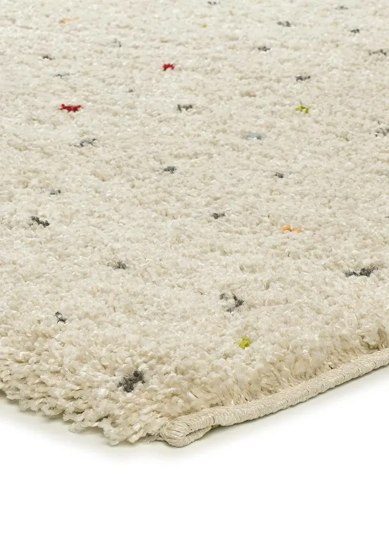 Alfombra shaggy crema con puntos multicolor Lush Dottie
