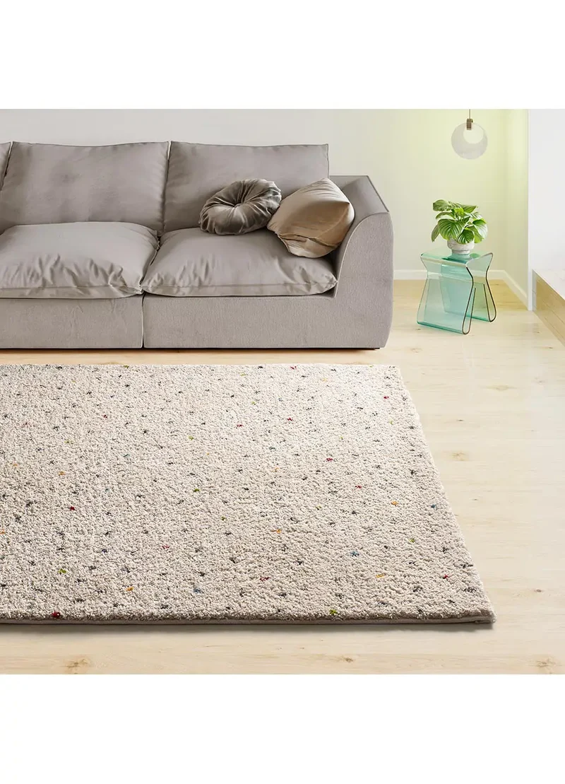 Alfombra shaggy crema con puntos multicolor Lush Dottie