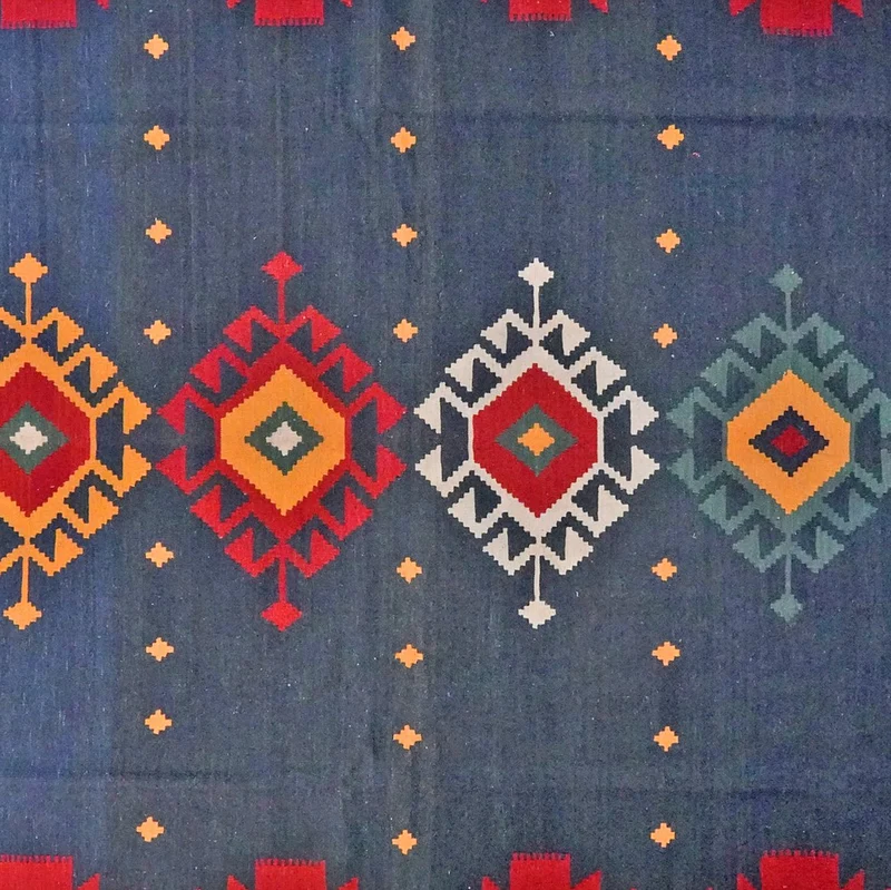 Kelim Gashgai · Handgewebt – Blau, 400x307 cm