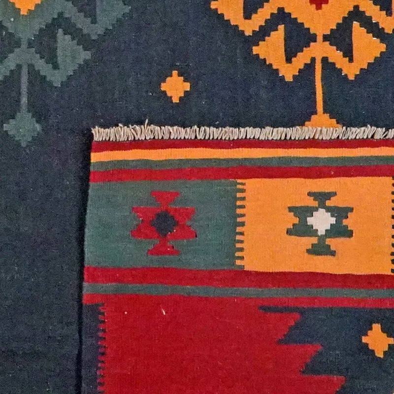 Kelim Gashgai · Handgewebt – Blau, 400x307 cm