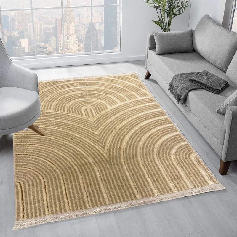 Teppich kurzflor Wohnzimmer, Schlafzimmer, flur, küche dünn Boho Design Lurex Hoch-Tief-Effekt 3D Weich