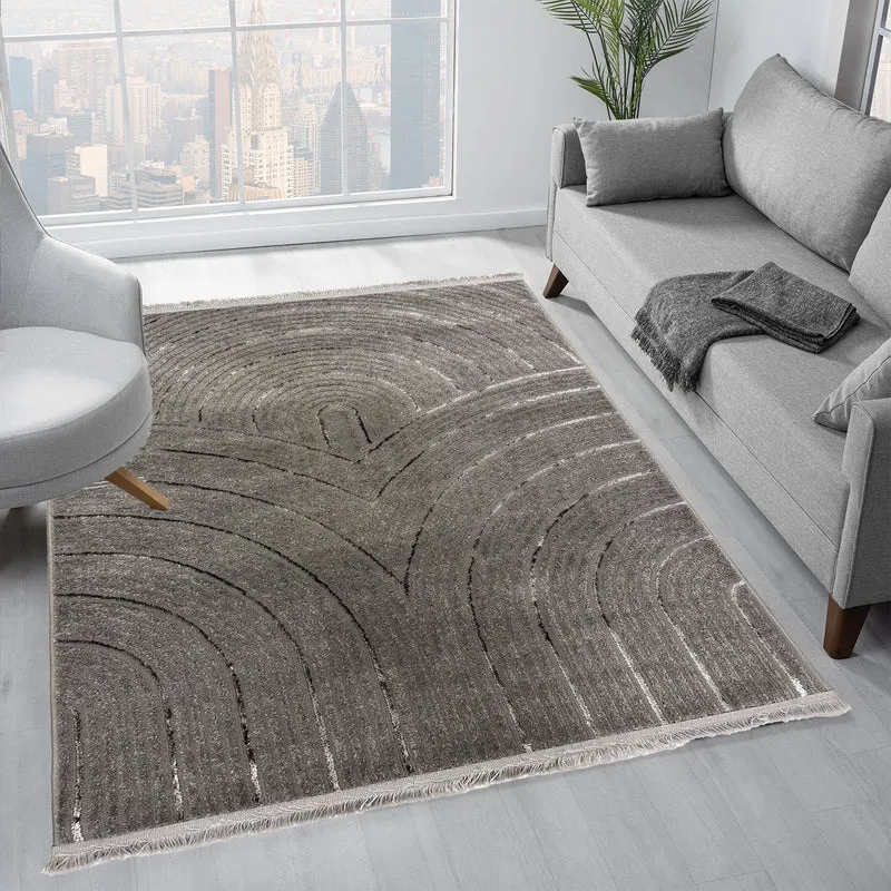 Teppich kurzflor Wohnzimmer, Schlafzimmer, flur, küche dünn Boho Design Lurex Hoch-Tief-Effekt 3D Weich