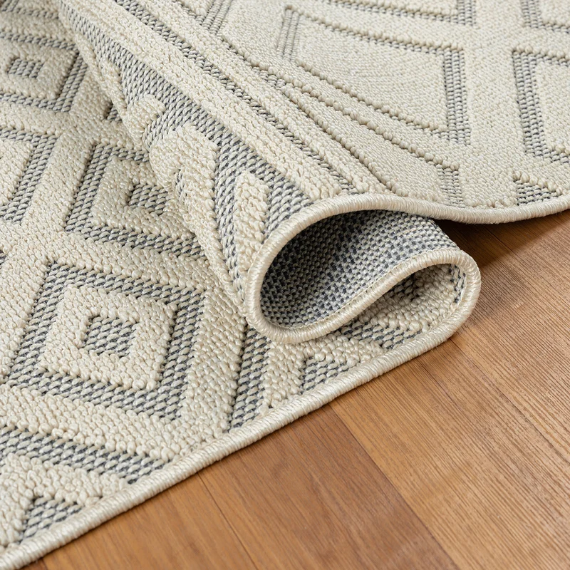 Teppich Boho Hochflor Wohnzimmer, Schlafzimmer, Modern Skandinavisch, Waschbarer Teppich 3D