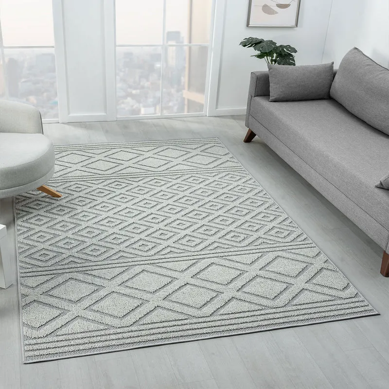 Teppich Boho Hochflor Wohnzimmer, Schlafzimmer, Modern Skandinavisch, Waschbarer Teppich 3D