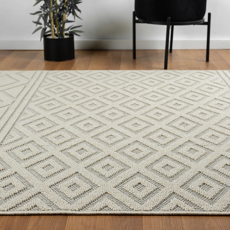 Teppich Boho Hochflor Wohnzimmer, Schlafzimmer, Küche, Flur, Waschbarer Teppich 3D