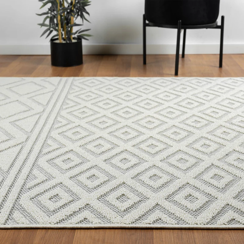 Teppich Boho Hochflor Wohnzimmer, Schlafzimmer, Küche, Flur, Waschbarer Teppich 3D