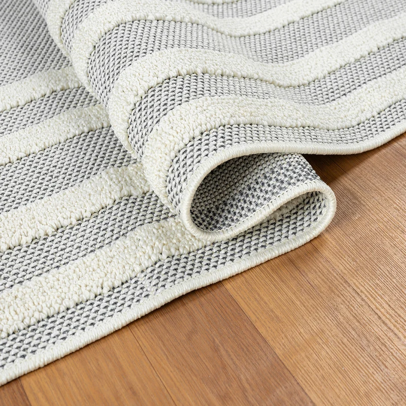 Teppich Boho Hochflor Wohnzimmer, Schlafzimmer, Küche, Flur, Waschbarer Teppich 3D