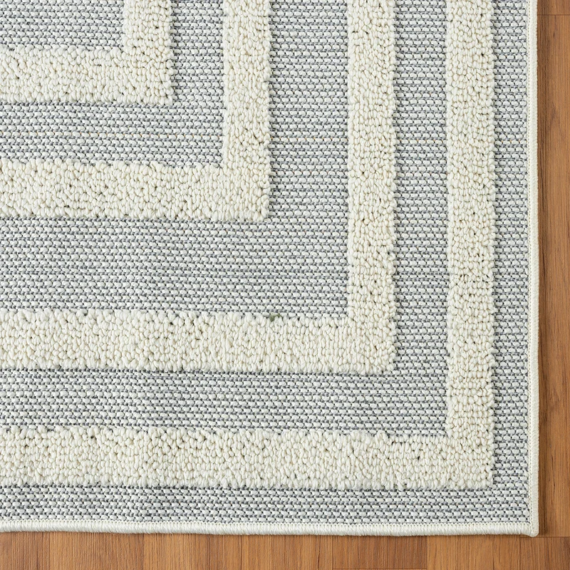 Teppich Boho Hochflor Wohnzimmer, Schlafzimmer, Küche, Flur, Waschbarer Teppich 3D