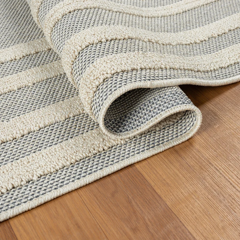 Teppich Boho Hochflor Wohnzimmer, Schlafzimmer, Küche, Flur, Waschbarer Teppich 3D