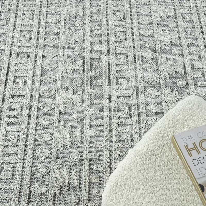 Teppich Boho Skandi Wohnzimmer, Schlafzimmer, Balkon, Küche, Terrasse, Flur 3D Creme