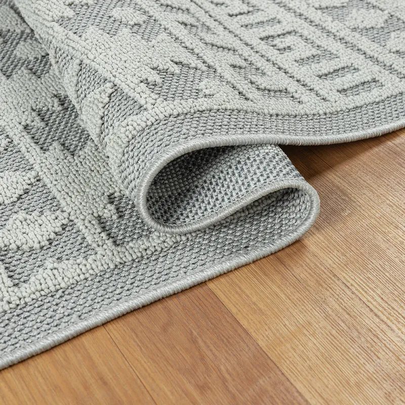 Teppich Boho Skandi Wohnzimmer, Schlafzimmer, Balkon, Küche, Terrasse, Flur 3D Creme