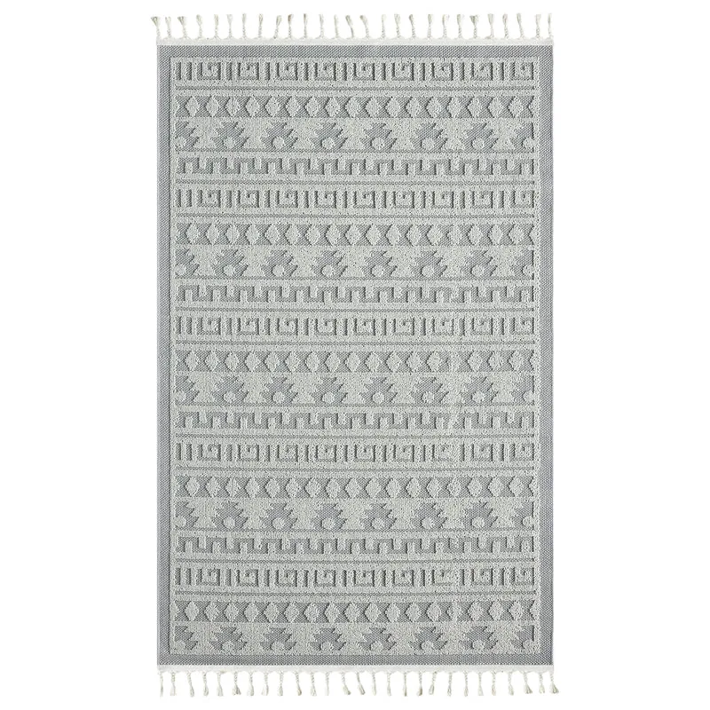 Teppich Boho Skandi Wohnzimmer, Schlafzimmer, Balkon, Küche, Terrasse, Flur 3D Creme