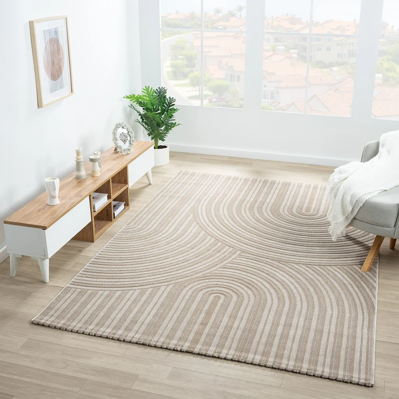 Teppich Wohnzimmer Kurzflor Schlafzimmer Wellen Hochtief-Muster/ Boho Sakndi