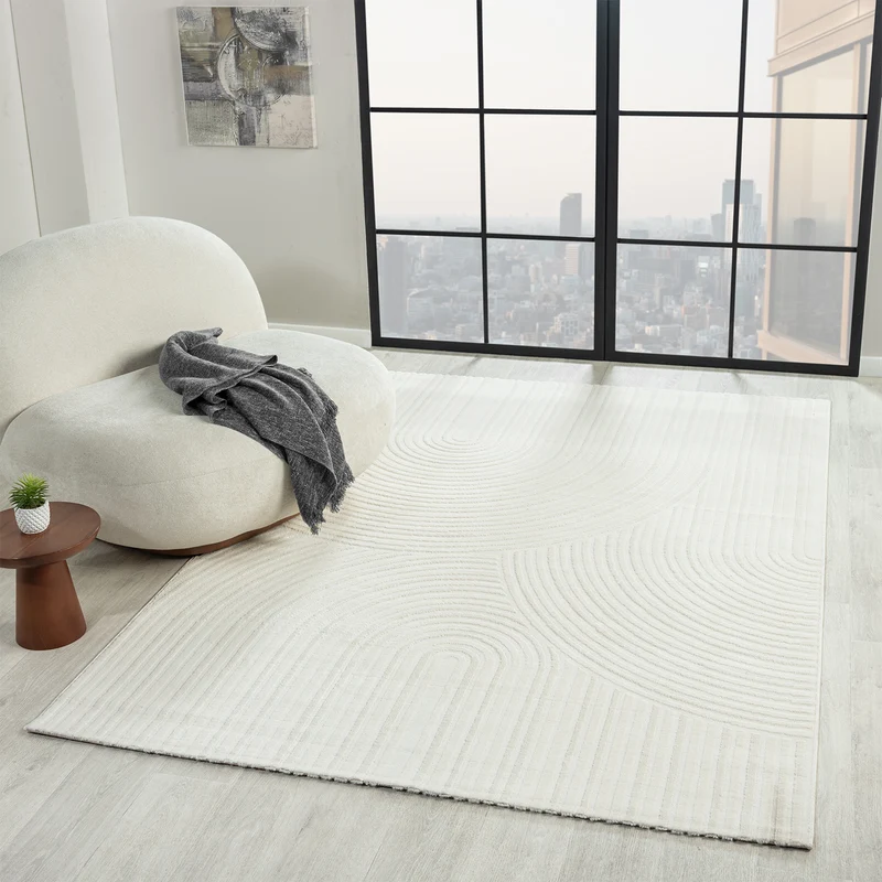 Teppich Wohnzimmer Kurzflor Schlafzimmer Wellen Hochtief-Muster/ Boho Sakndi