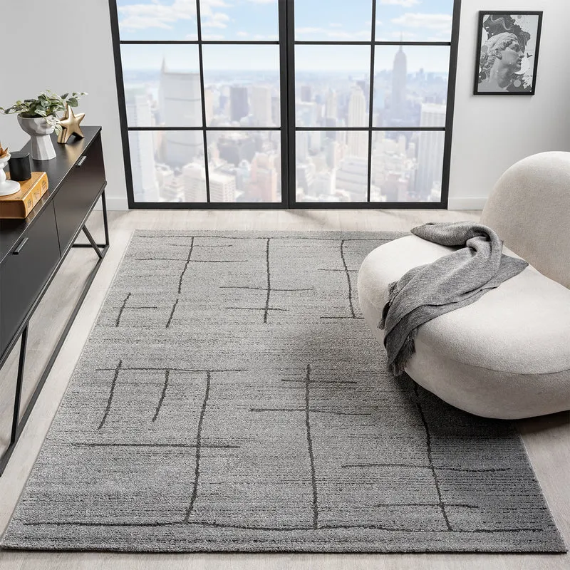 Kurzflor Teppich Skandinavisch Wohnzimmer Schlafzimmer Boho Optik Weich Streifen