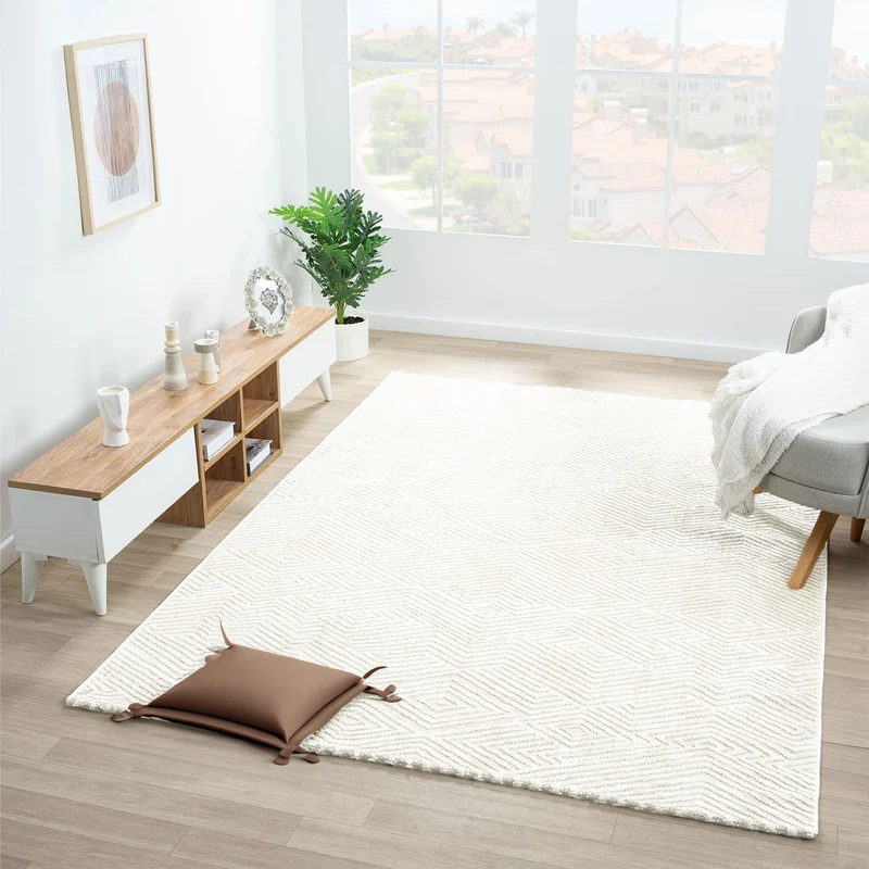 Teppich Kurzflor Wohnzimmer Rauten Hochtief-Muster/ 3D-Effekt Schlafzimmer Boho