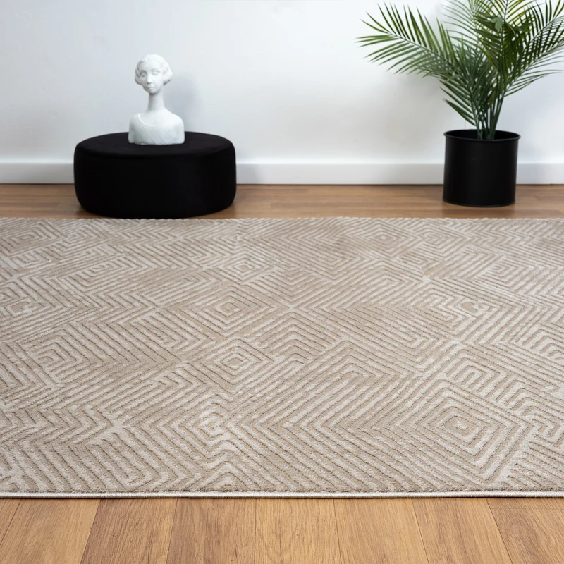 Teppich Kurzflor Wohnzimmer Rauten Hochtief-Muster/ 3D-Effekt Schlafzimmer Boho