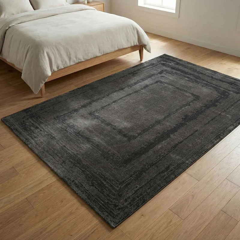 Teppich Wohnzimmer Schlafzimmer Modern Hoch&Tief Bordüre Qualitativ 3D effekt