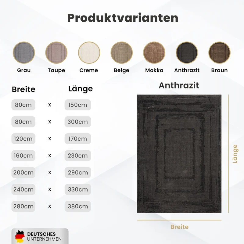 Teppich Wohnzimmer Schlafzimmer Modern Hoch&Tief Bordüre Qualitativ 3D effekt