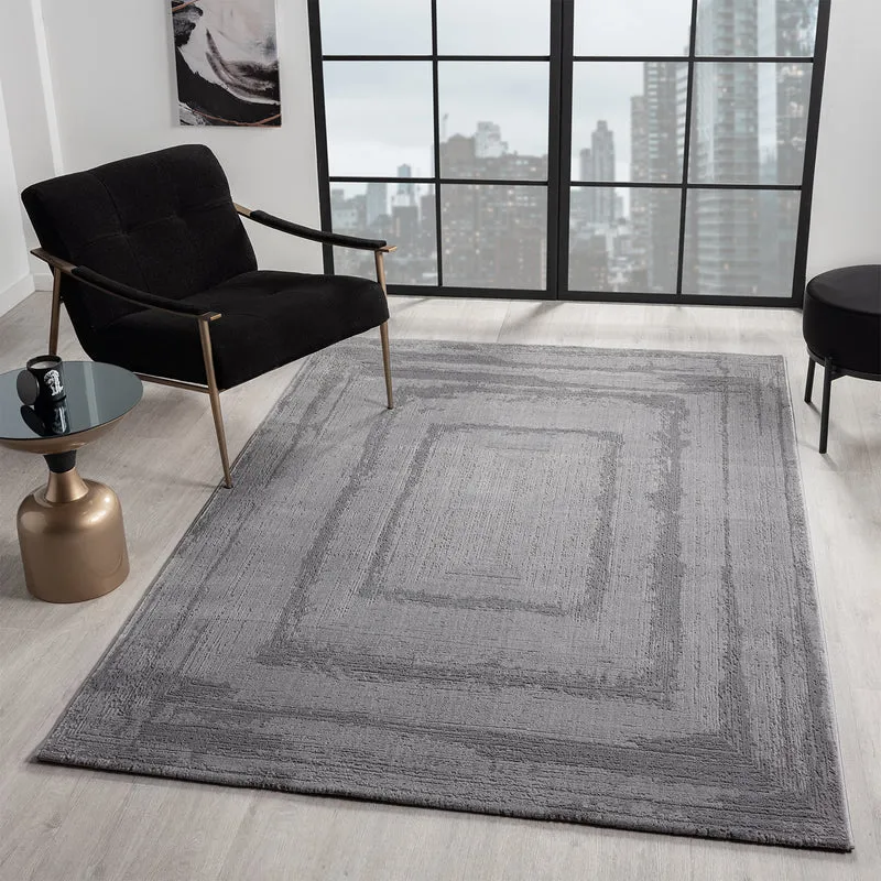 Teppich Wohnzimmer Schlafzimmer Modern Hoch&Tief Bordüre Qualitativ 3D effekt