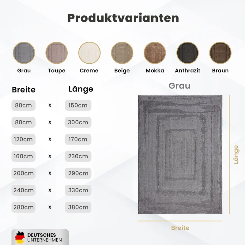 Teppich Wohnzimmer Schlafzimmer Modern Hoch&Tief Bordüre Qualitativ 3D effekt