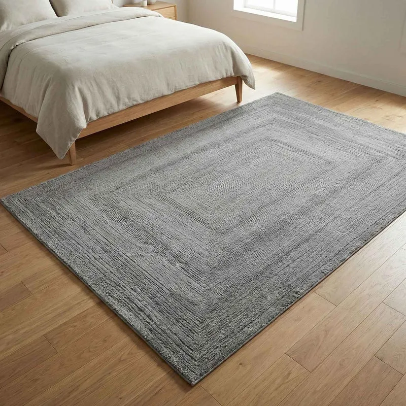 Teppich Wohnzimmer Schlafzimmer Modern Hoch&Tief Bordüre Qualitativ 3D effekt