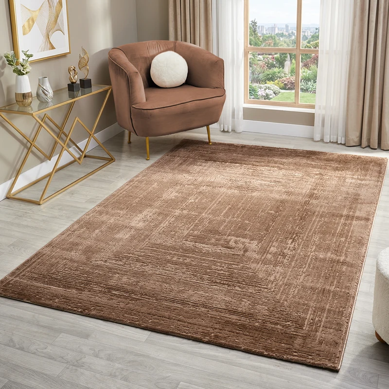 Teppich Wohnzimmer Schlafzimmer Modern Hoch&Tief Bordüre Qualitativ 3D effekt