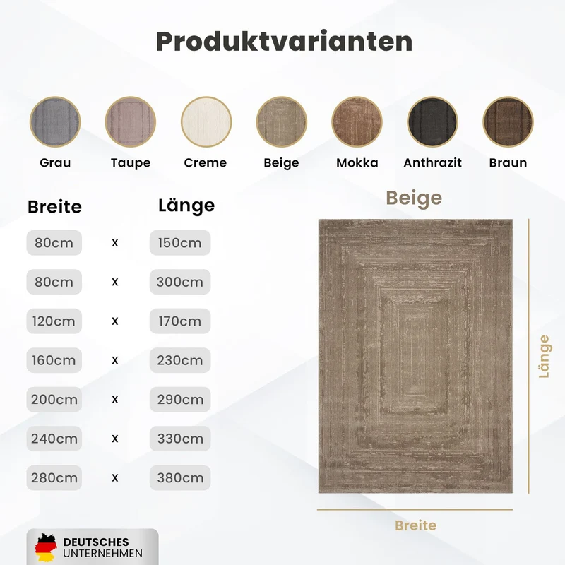 Teppich Wohnzimmer Schlafzimmer Modern Hoch&Tief Bordüre Qualitativ 3D effekt