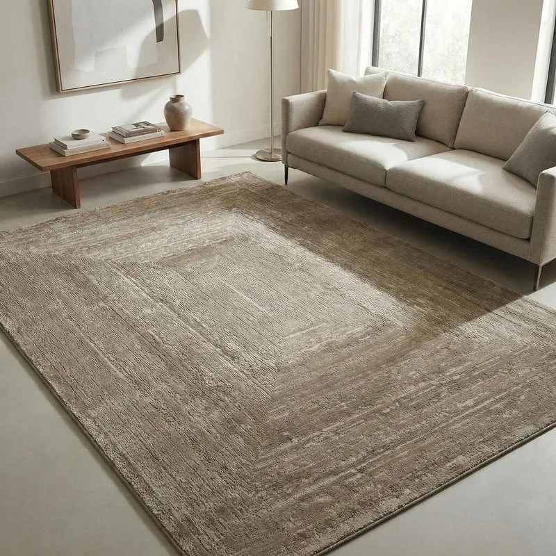 Teppich Wohnzimmer Schlafzimmer Modern Hoch&Tief Bordüre Qualitativ 3D effekt