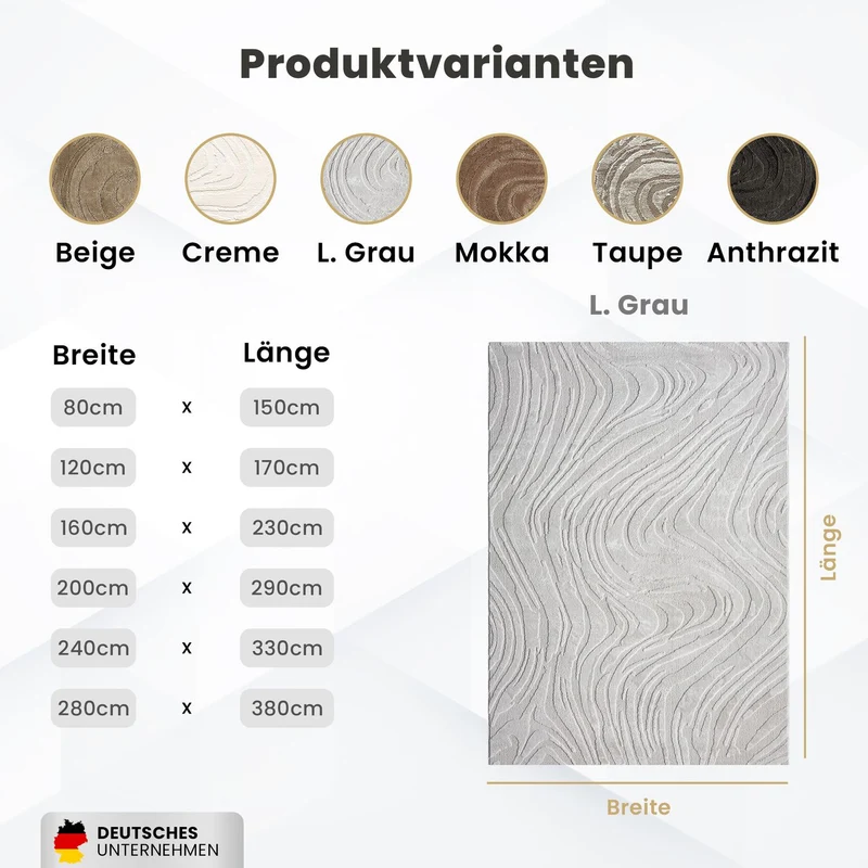 Teppich Wohnzimmer teppich Schlafzimmer 3D Effekt modern Weich kurzflor Wellenmuster Qualitativ