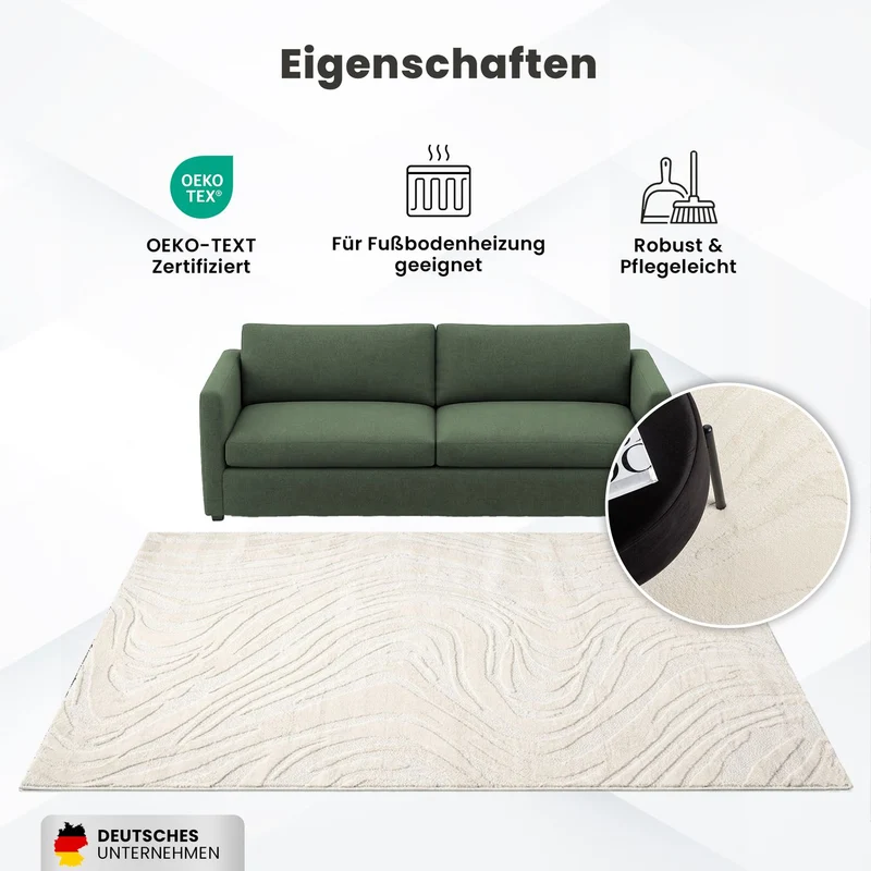 Teppich Wohnzimmer teppich Schlafzimmer 3D Effekt modern Weich kurzflor Wellenmuster Qualitativ