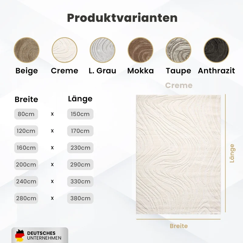 Teppich Wohnzimmer teppich Schlafzimmer 3D Effekt modern Weich kurzflor Wellenmuster Qualitativ