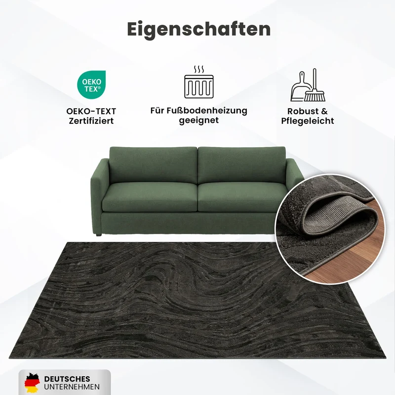 Teppich Wohnzimmer teppich Schlafzimmer 3D Effekt modern Weich kurzflor Wellenmuster Qualitativ