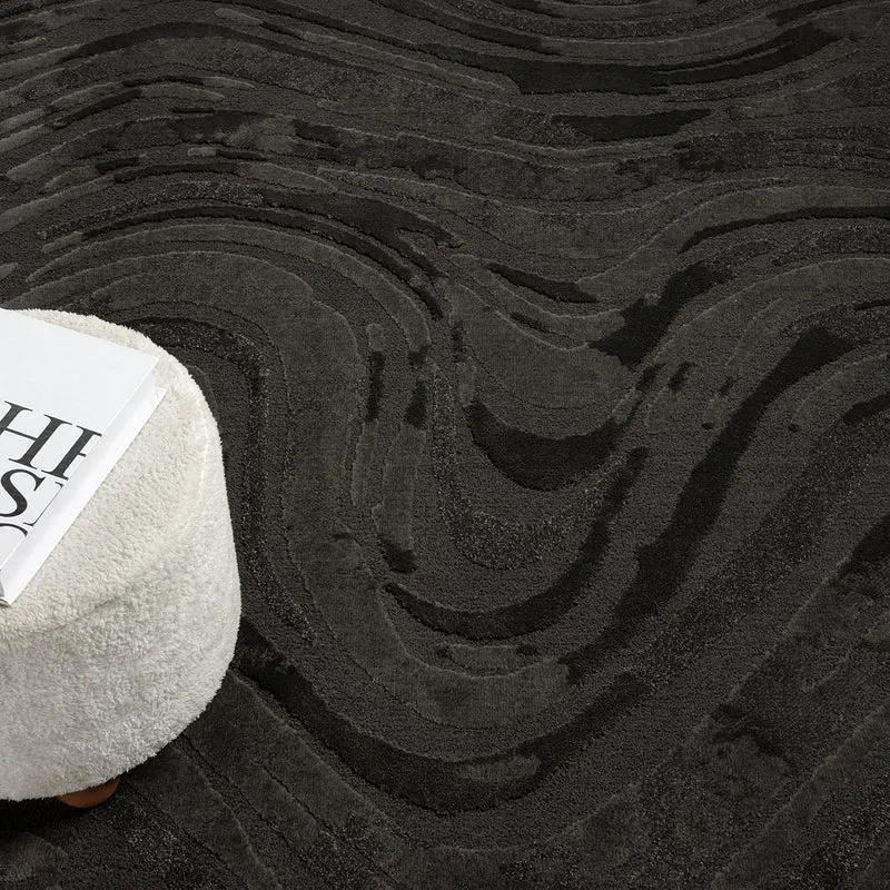 Teppich Wohnzimmer teppich Schlafzimmer 3D Effekt modern Weich kurzflor Wellenmuster Qualitativ