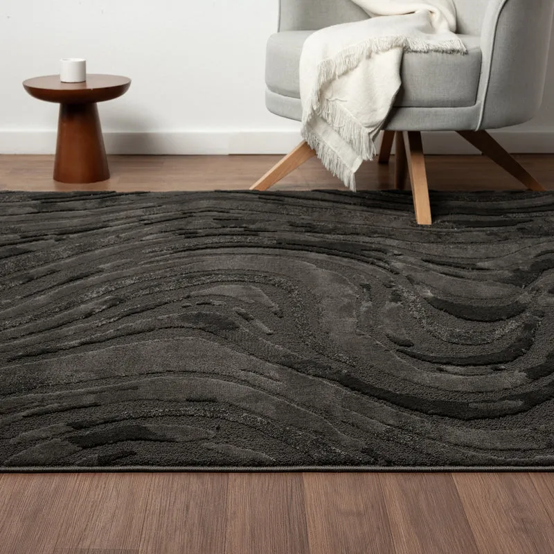 Teppich Wohnzimmer teppich Schlafzimmer 3D Effekt modern Weich kurzflor Wellenmuster Qualitativ