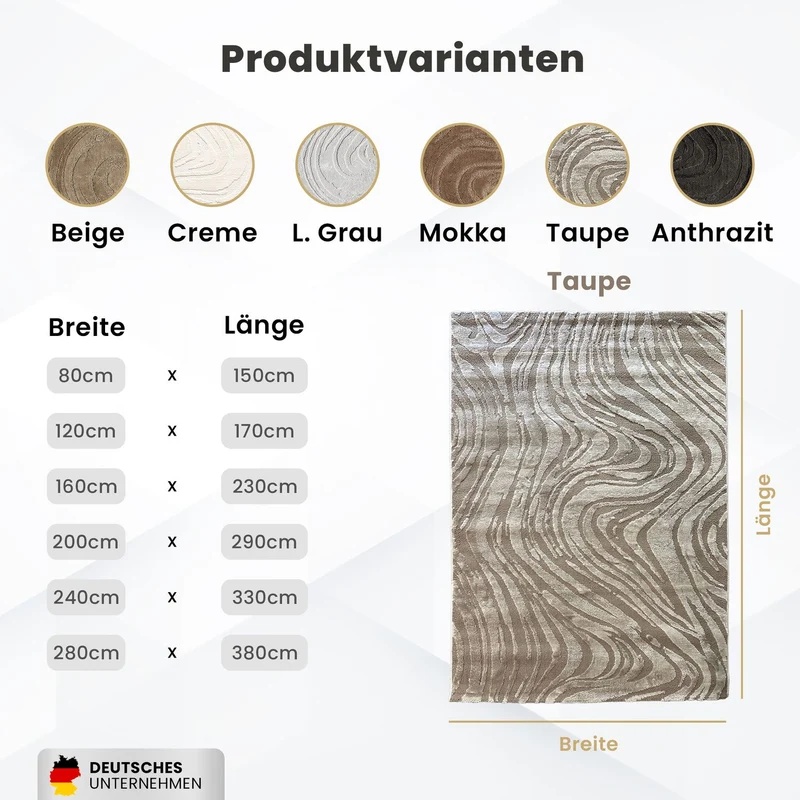 Teppich Wohnzimmer teppich Schlafzimmer 3D Effekt modern Weich kurzflor Wellenmuster Qualitativ