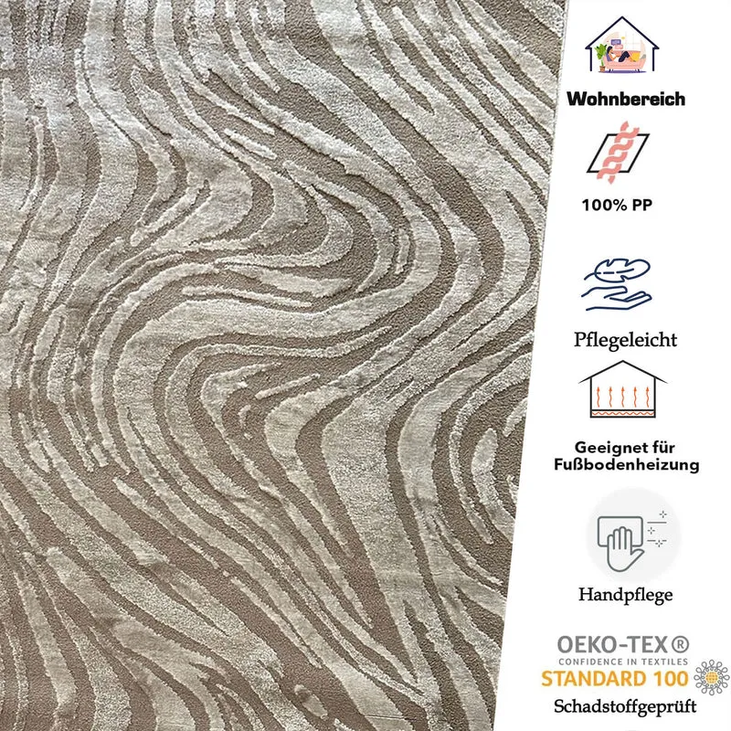 Teppich Wohnzimmer teppich Schlafzimmer 3D Effekt modern Weich kurzflor Wellenmuster Qualitativ