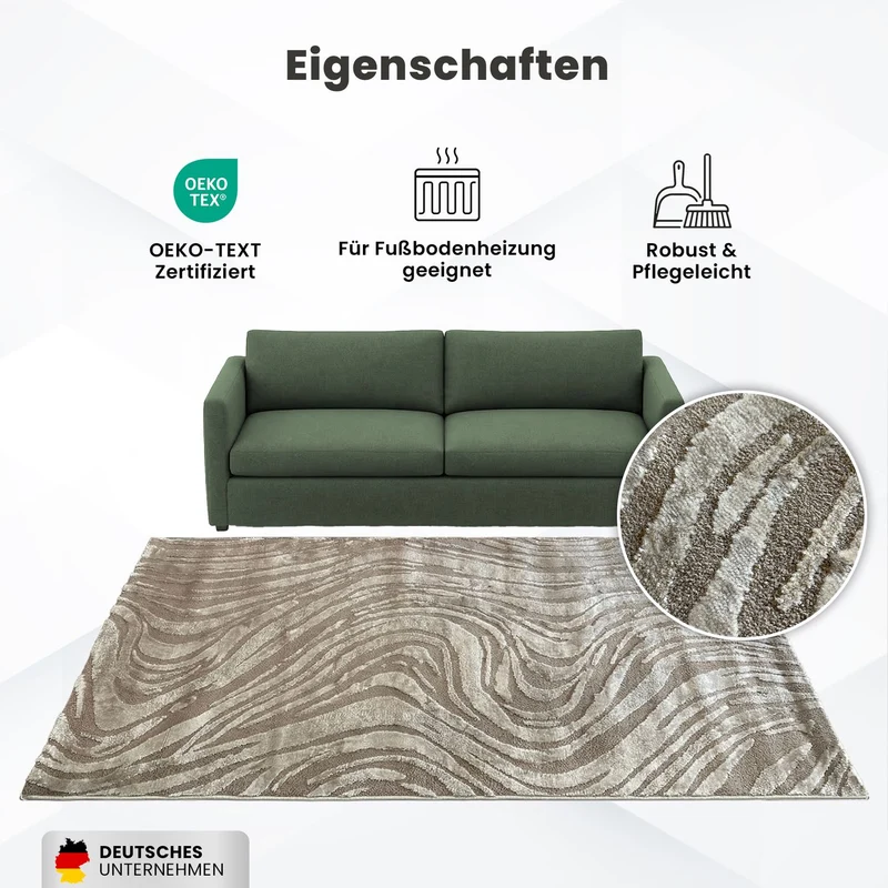 Teppich Wohnzimmer teppich Schlafzimmer 3D Effekt modern Weich kurzflor Wellenmuster Qualitativ
