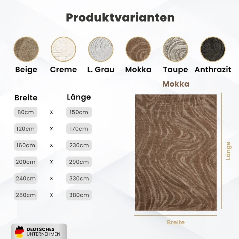 Teppich Wohnzimmer teppich Schlafzimmer 3D Effekt modern Weich kurzflor Wellenmuster Qualitativ