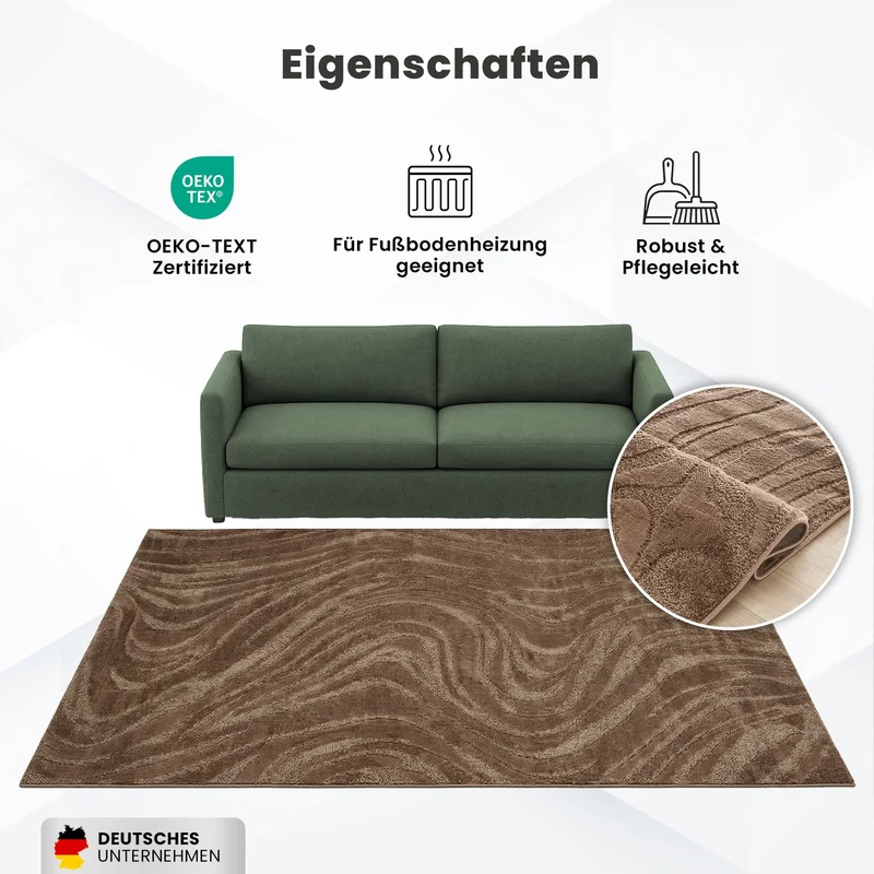 Teppich Wohnzimmer teppich Schlafzimmer 3D Effekt modern Weich kurzflor Wellenmuster Qualitativ